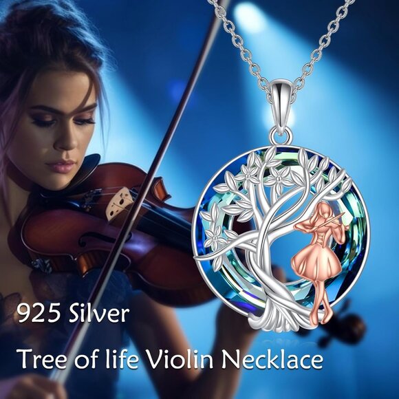 Sterling Silver Tree of Life Necklace with Crystal, 18+2 inch Chain, Gift Box - Picture 6 of 7